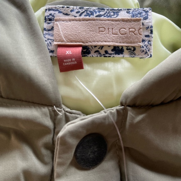 Anthropologie Pilcro NWT Szs XS, SM, L & XL green puffer jacket w/fleece sleeves - Picture 3 of 16